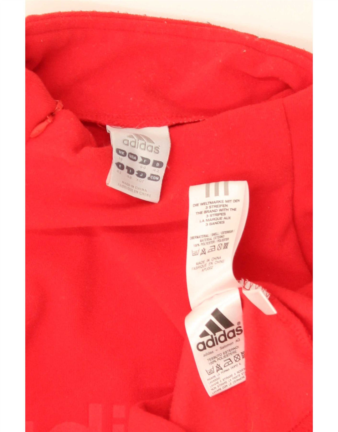 Adidas Dame Grafisk Zip Neck Fleece Jumper UK 16 Large Rød Polyester