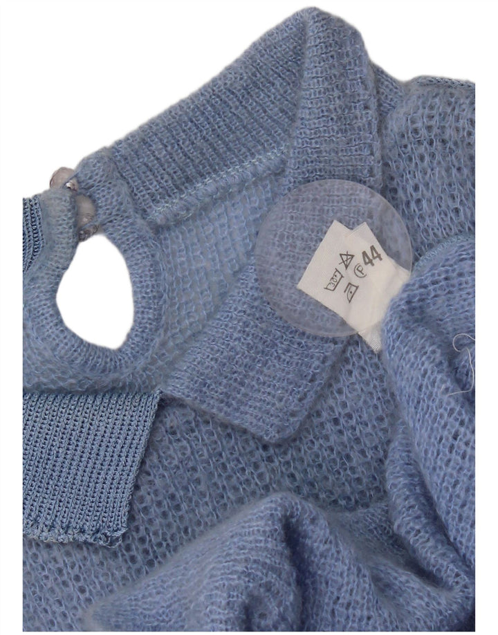Vintage Dame Polo Neck sweater IT 44 Medium Blue Colourblock