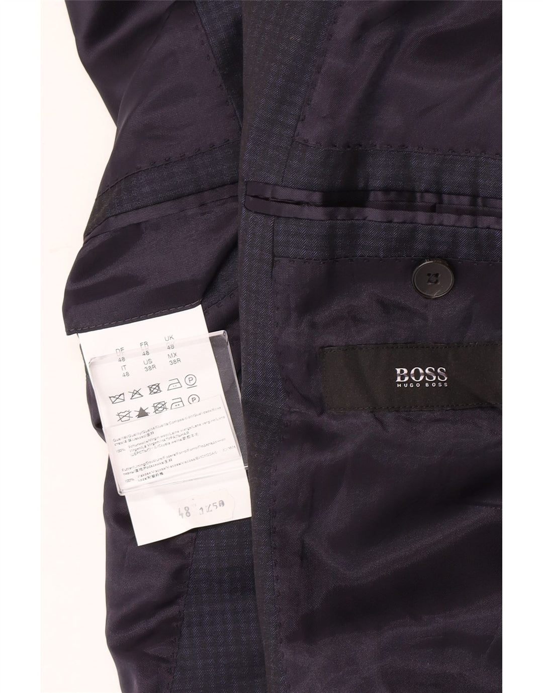 Hugo Boss Herre 2 Button Blazer Jacket IT 48 Medium Navy Blue Gingham