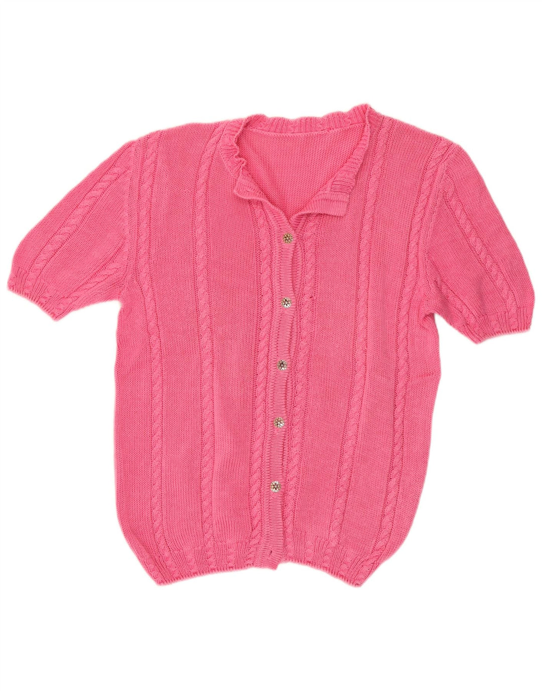 Vintage kortærmet cardigan sweater til kvinder UK 14 Medium Pink