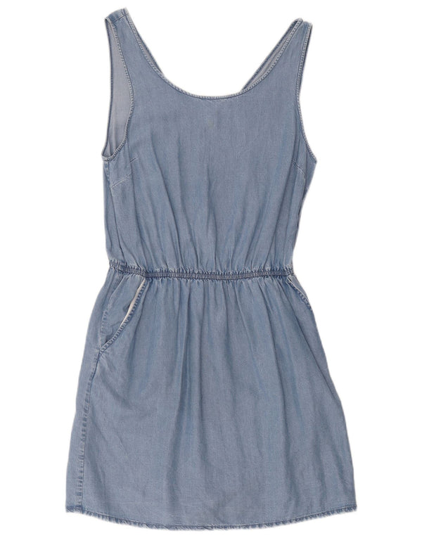 Oasis Dame Ærmeløs Denim Kjole UK 10 Small Blue Lyocell