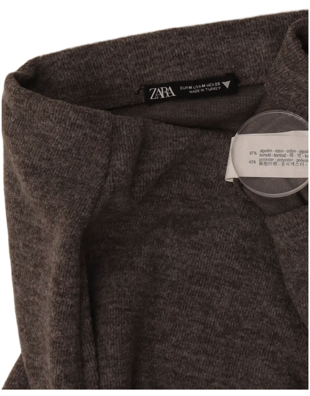 Zara Dame Midi Nederdel Medium W28 Grå Bomuld