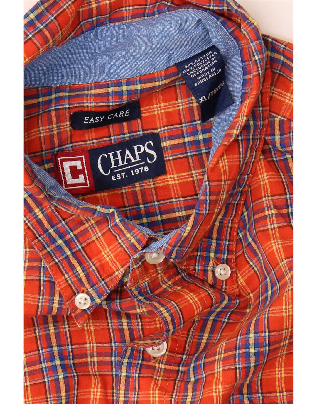 Chaps Herreskjorte XL Orange ternet bomuld