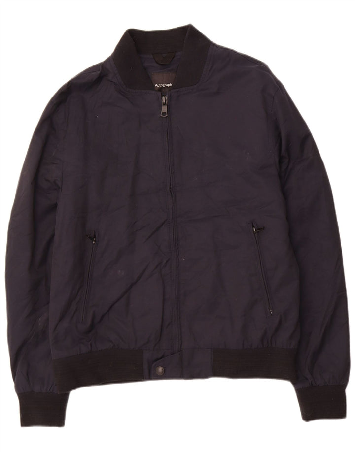 Marks & Spencer Herre Autograph Polstret Jakke UK 38 Medium Navy Blue Cotton