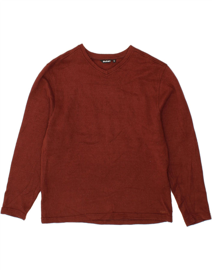 ROHAN Womens V-Neck Jumper Sweater UK 14 Medium Burgundy Polyester Vintage Rohan and Second-Hand Rohan from Messina Hembry 
