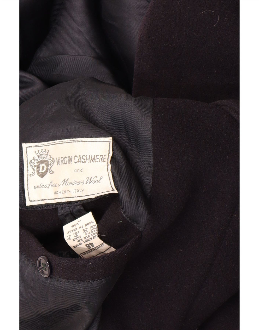 Vintage overfrakke til mænd IT 48 Medium Marineblå Virgin Wool