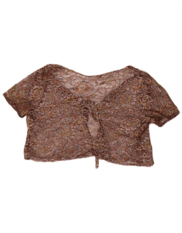 Vintage Womens Crop Bolero Top UK 12 Medium Multicolored Floral