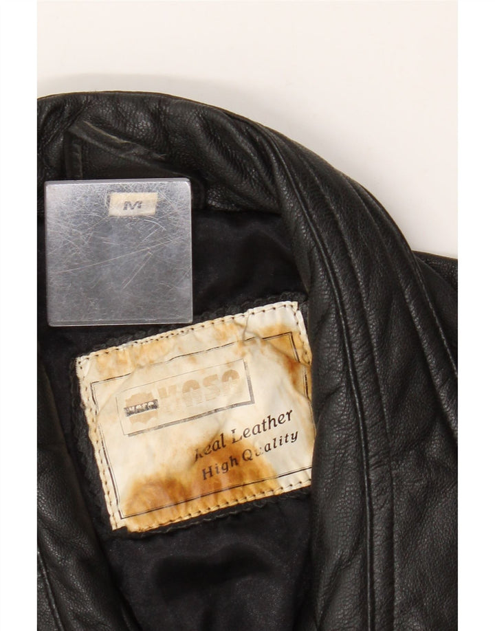 Vintage Herre Læderjakke UK 38 Medium Sort Læder