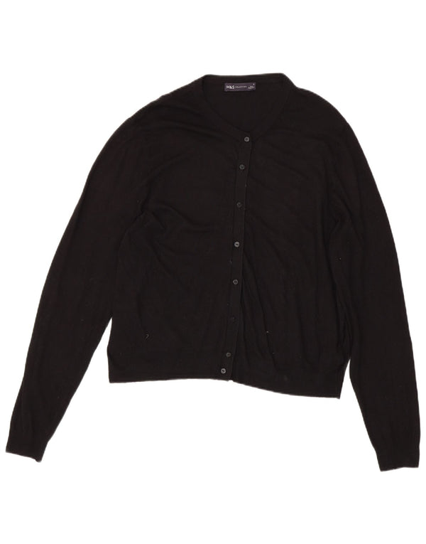 Marks & Spencer Dame Crop Cardigan Sweater UK 18 XL Sort Viscose