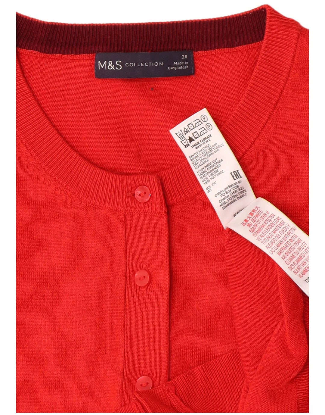 Marks & Spencer dame cardigan sweater UK 20 2XL Rød viskose