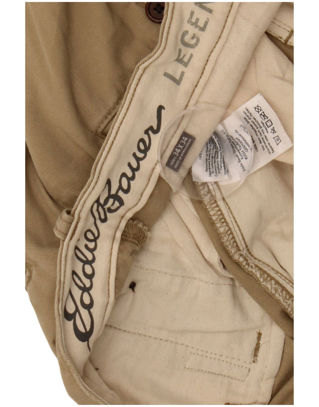 EDDIE BAUER Herre Slim Chino Bukser W34 L34 Beige Bomuld