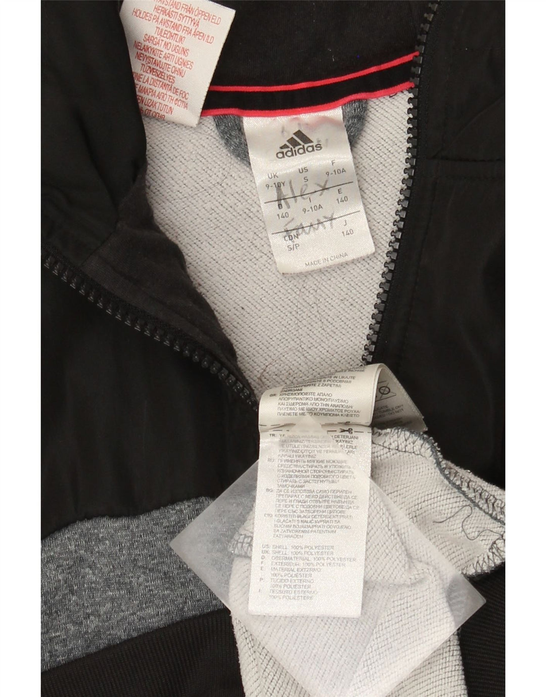 Adidas hættetrøje med lynlås til drenge 9-10 år Sort Colourblock Polyester