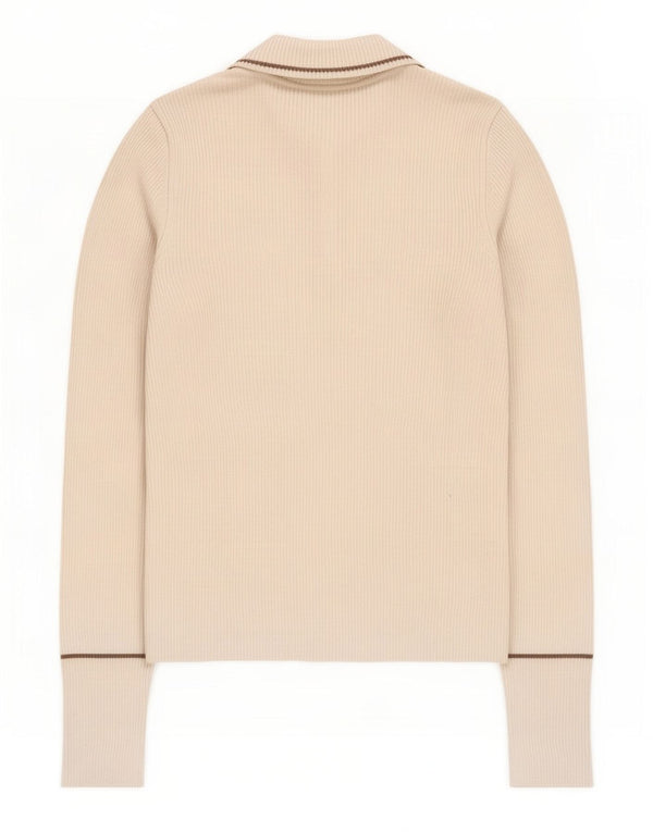 Marks & Spencer Dame Crop Polo Neck Jumper Sweater UK 10 Small Beige