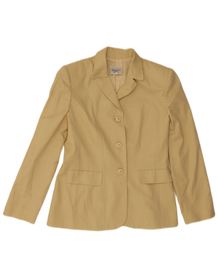 Luisa Spagnoli Dame 3-knaps blazerjakke IT 44 Medium Gul Bomuld