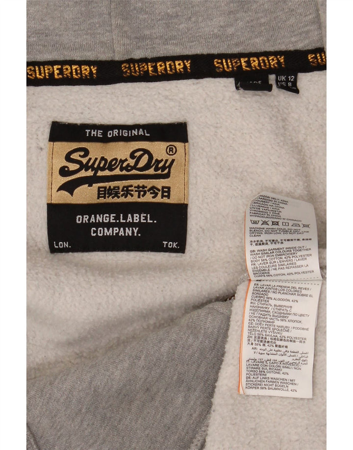 Superdry hættetrøje til kvinder med lynlås UK 12 mellemgrå bomuld