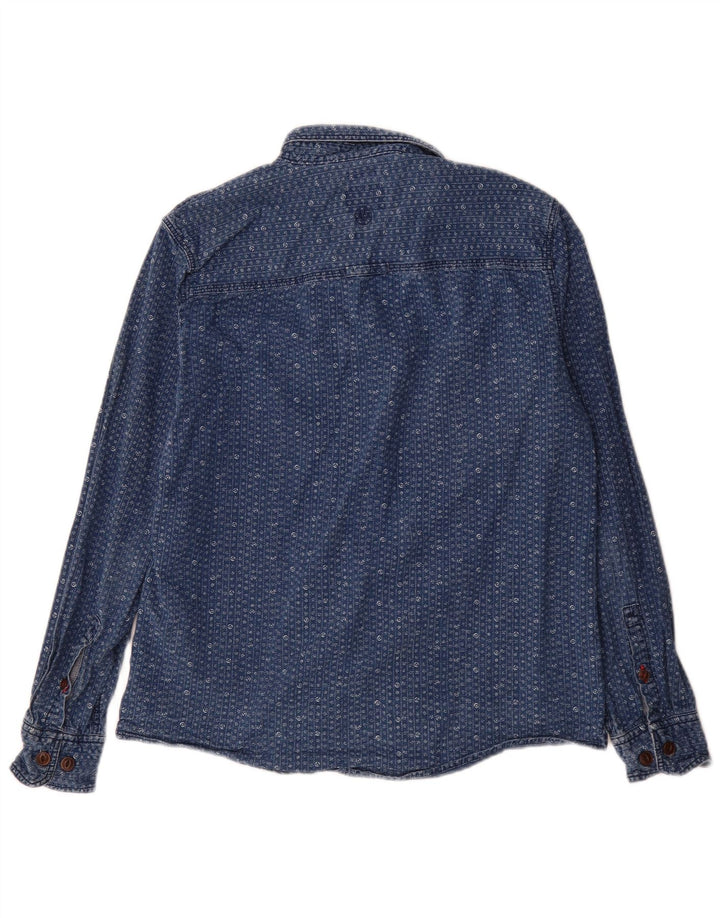 Fat Face Herre Classic Fit Denim Shirt Medium Blue Floral Bomuld