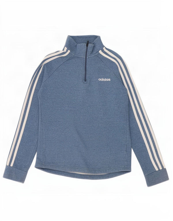 Adidas sweatshirt med lynlås til kvinder UK 4/6 XS blå bomuld