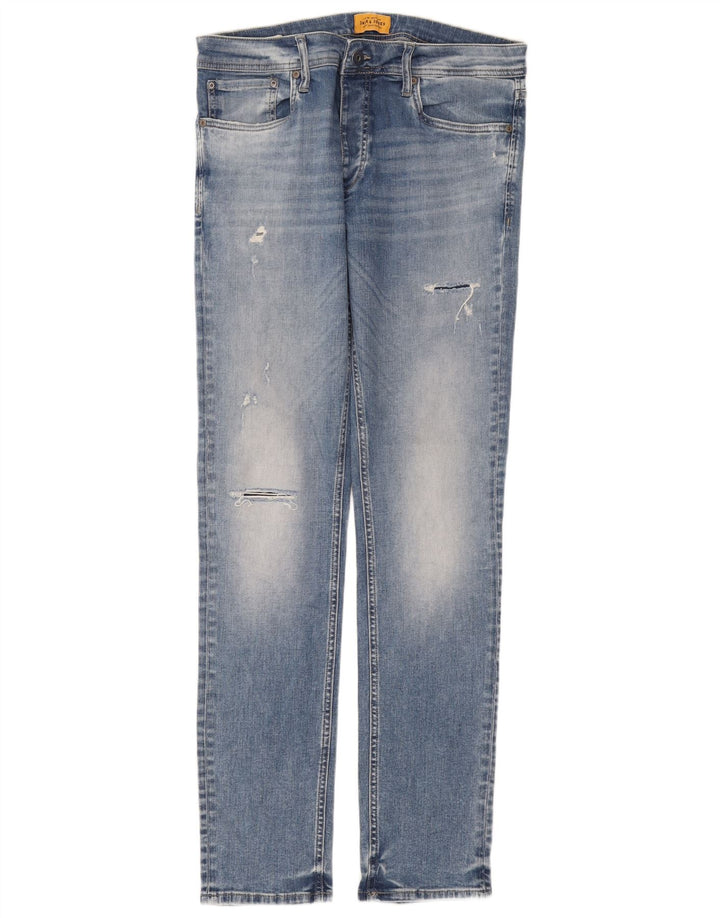 Jack & Jones Herre Distressed Slim Jeans W33 L34 Blå Bomuld