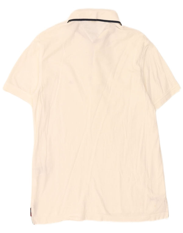 Tommy Hilfiger Herre Slim Fit Polo Shirt Large Off White Bomuld
