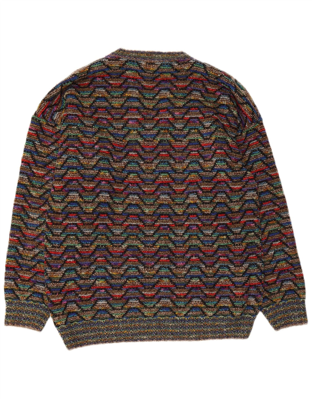 Vintage herre V-hals sweater lille flerfarvet Chevron uld