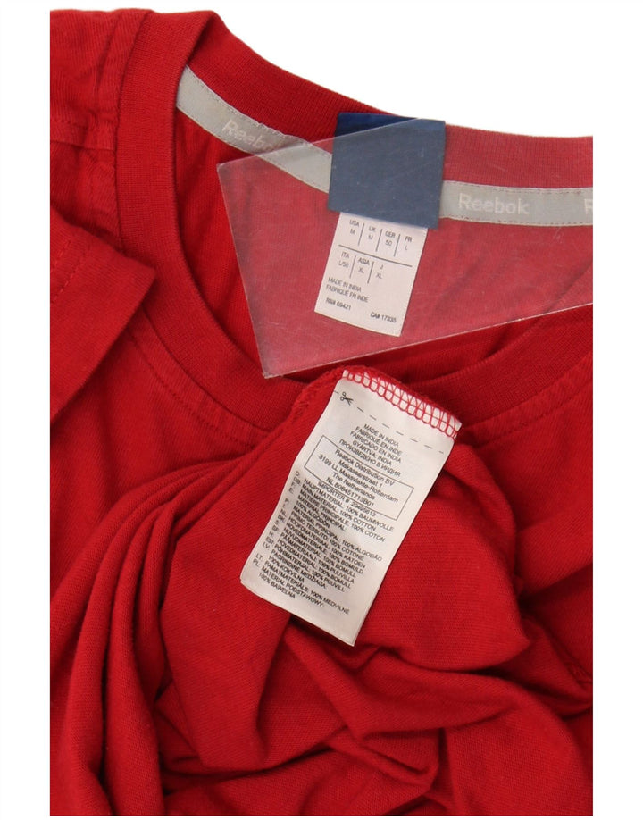 Reebok Herre T-Shirt Top Medium Rød Bomuld