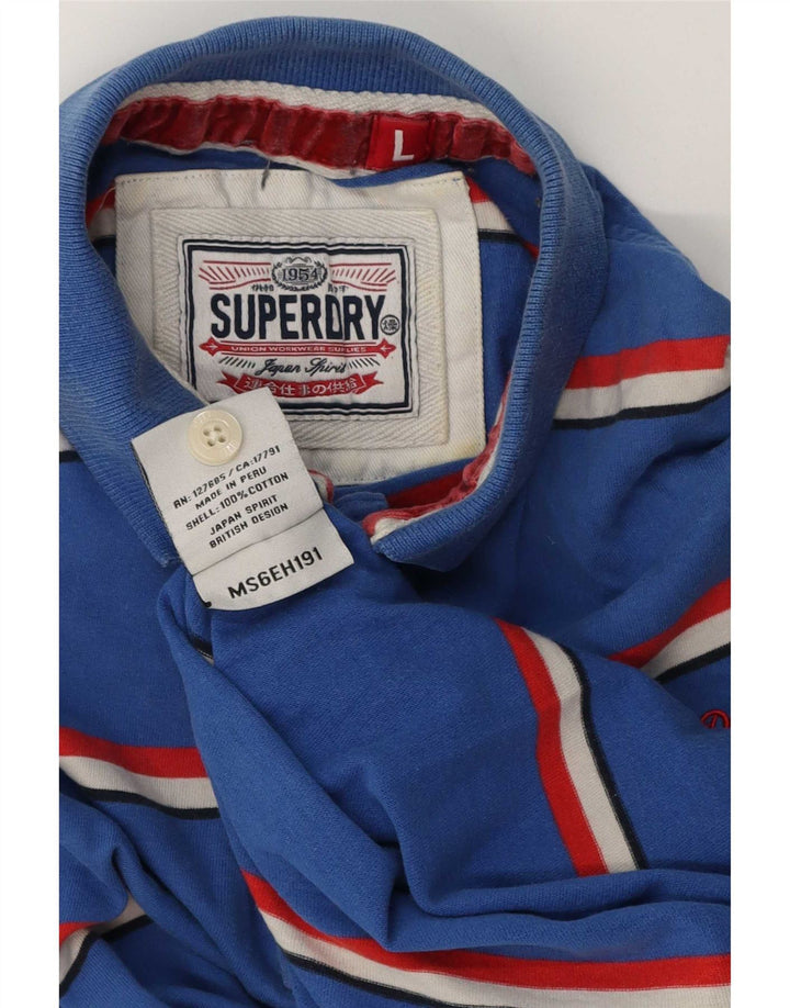 Superdry herre poloskjorte stor blå stribet bomuld