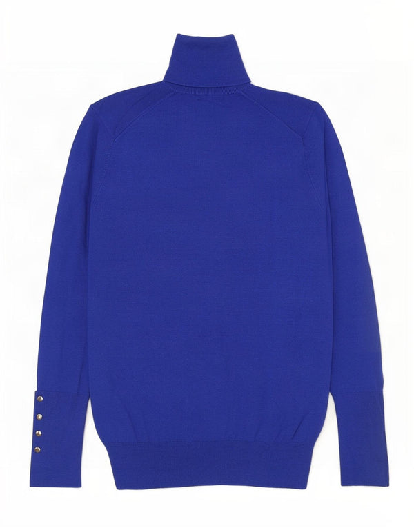 Zara Dame Rullehals Sweater UK 10 Small Blue Viscose