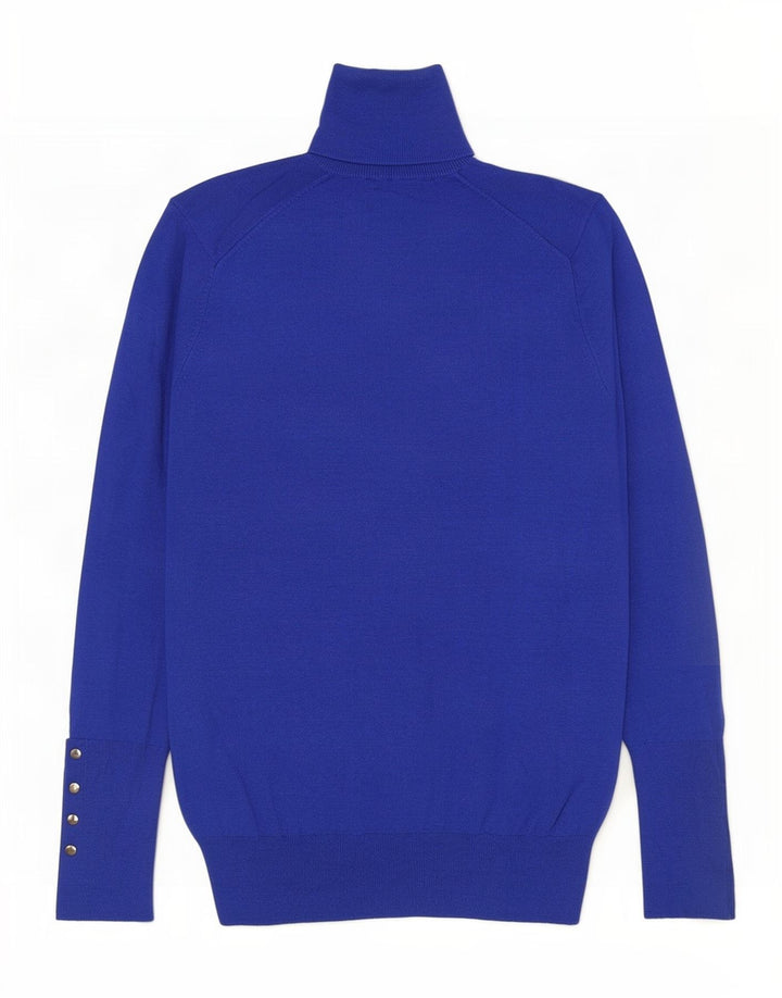 Zara Dame Rullehals Sweater UK 10 Small Blue Viscose