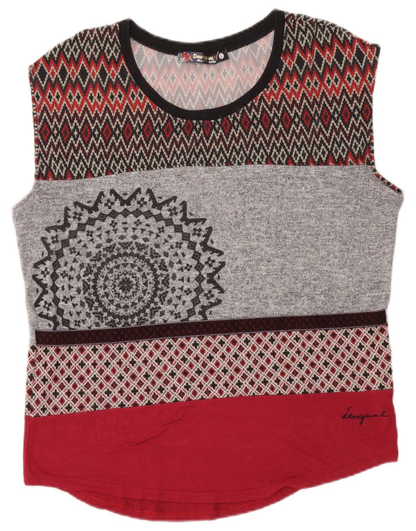 Desigual Womens Vest Top UK 14 Large Multicoloured Geometric