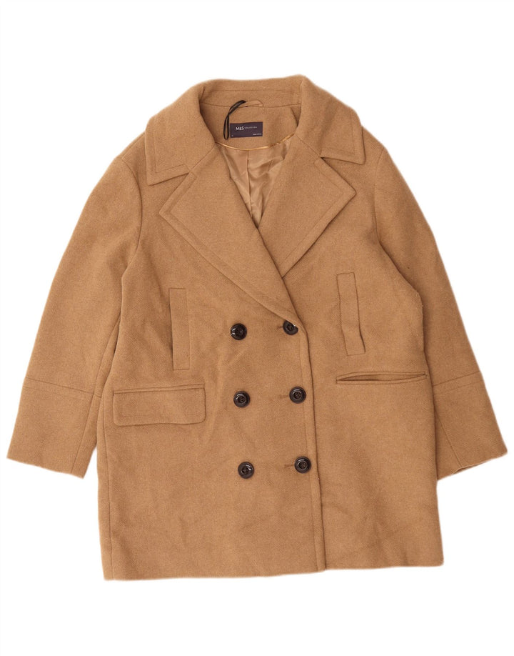 Marks & Spencer Dame Oversized Pea Coat UK 14 Stor Beige Uld