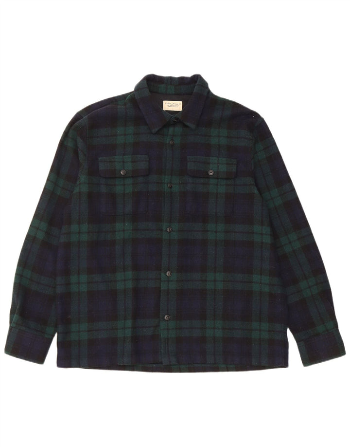 Nudie jeans herre flannel skjorte stor marineblå ternet uld