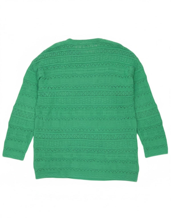 Benetton Dame Longline Jumper Sweater UK 10 Lille Grøn