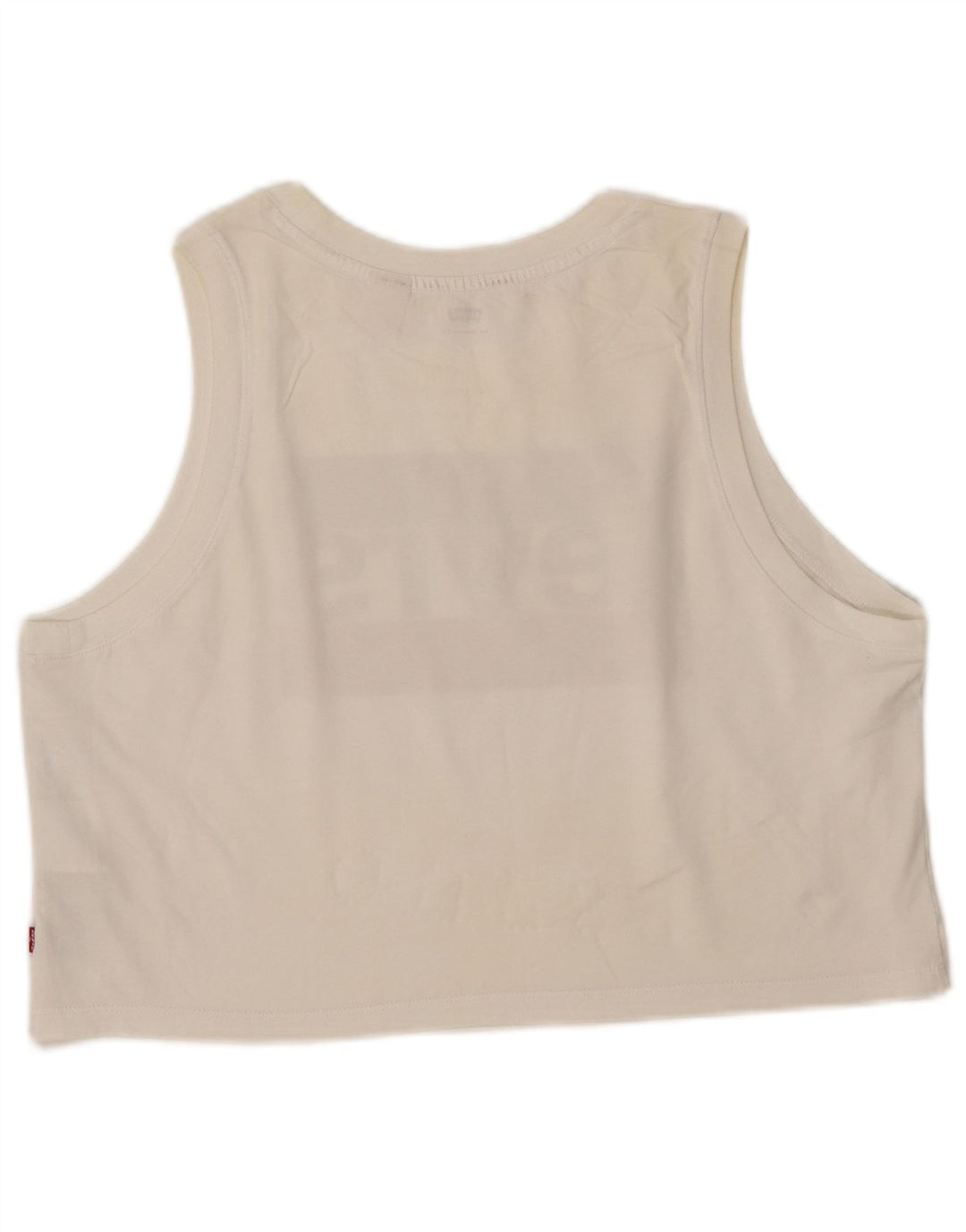LEVI'S Womens Crop Grafisk Vest Top UK 16 Large Off White Bomuld