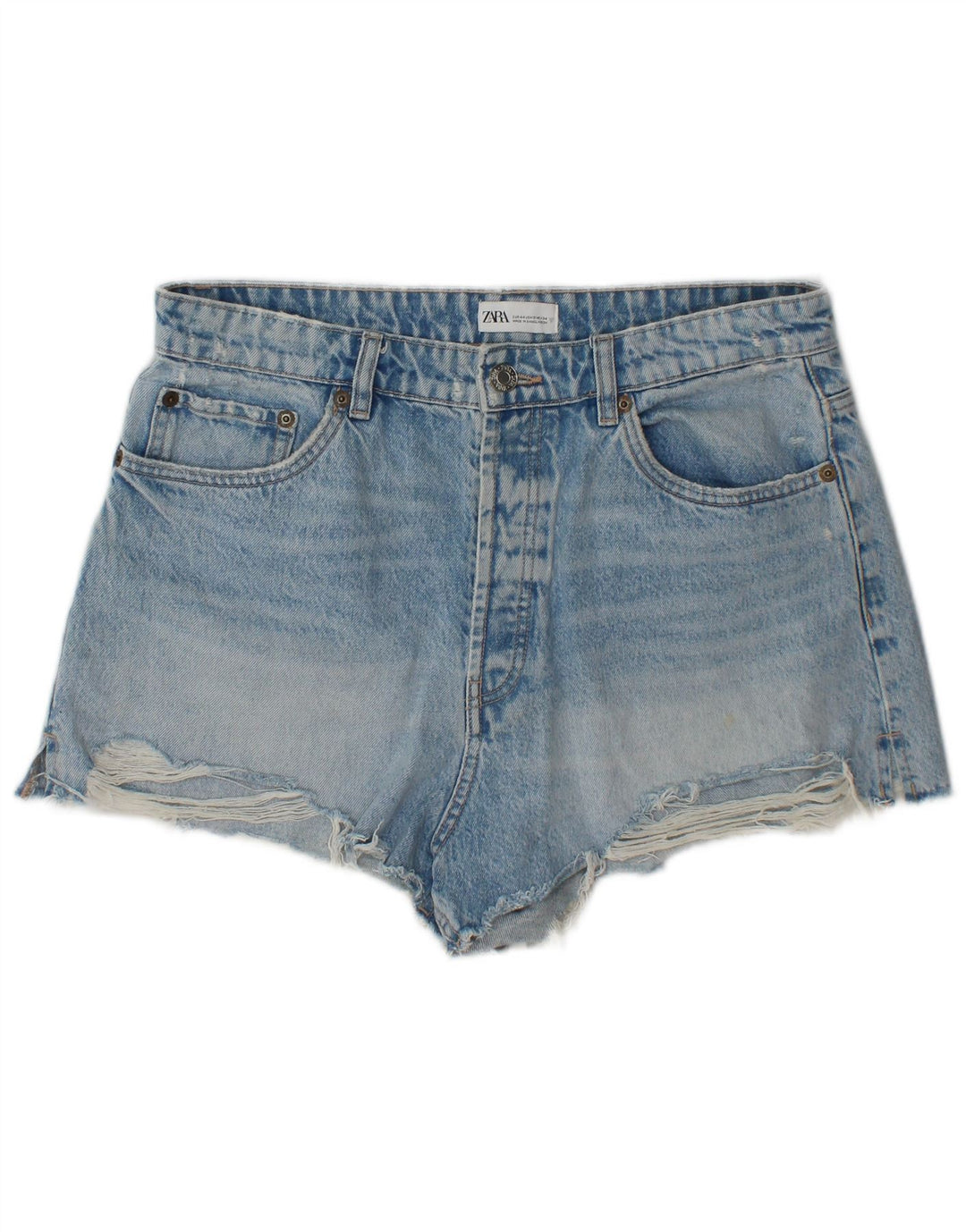 Zara Womens Distressed Denim Shorts EU 44 XL W34 Blå