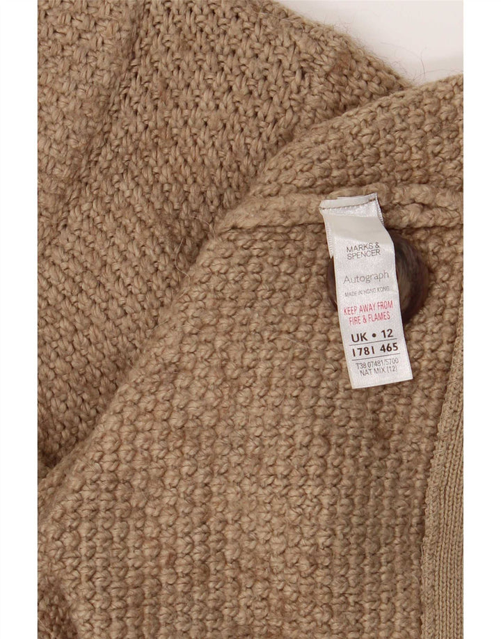 Marks & Spencer dame cardigan sweater med 3/4 ærmer UK 12 Medium Beige