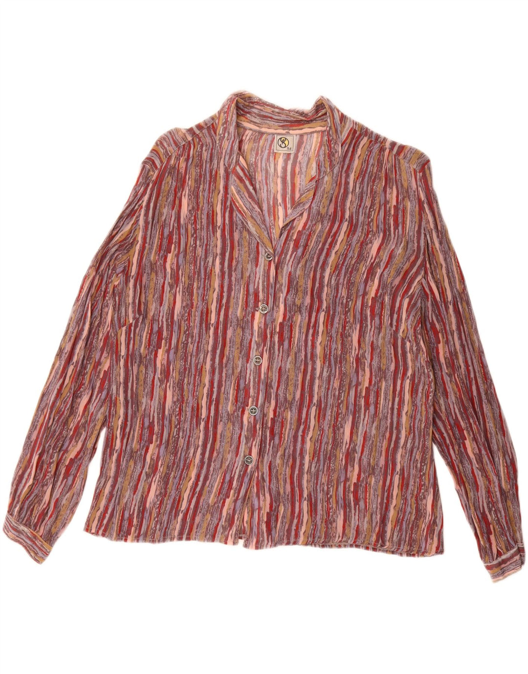 Vintage Dame Skjorte Bluse IT 54 3XL Flerfarvet Stribet