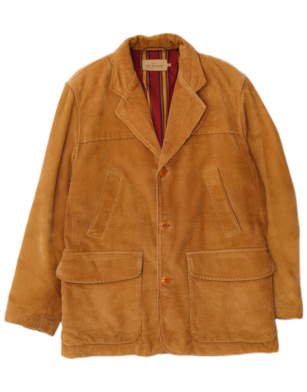 NEW ENGLAND Herre Corduroy Coat EU 48 Medium Brun Bomuld