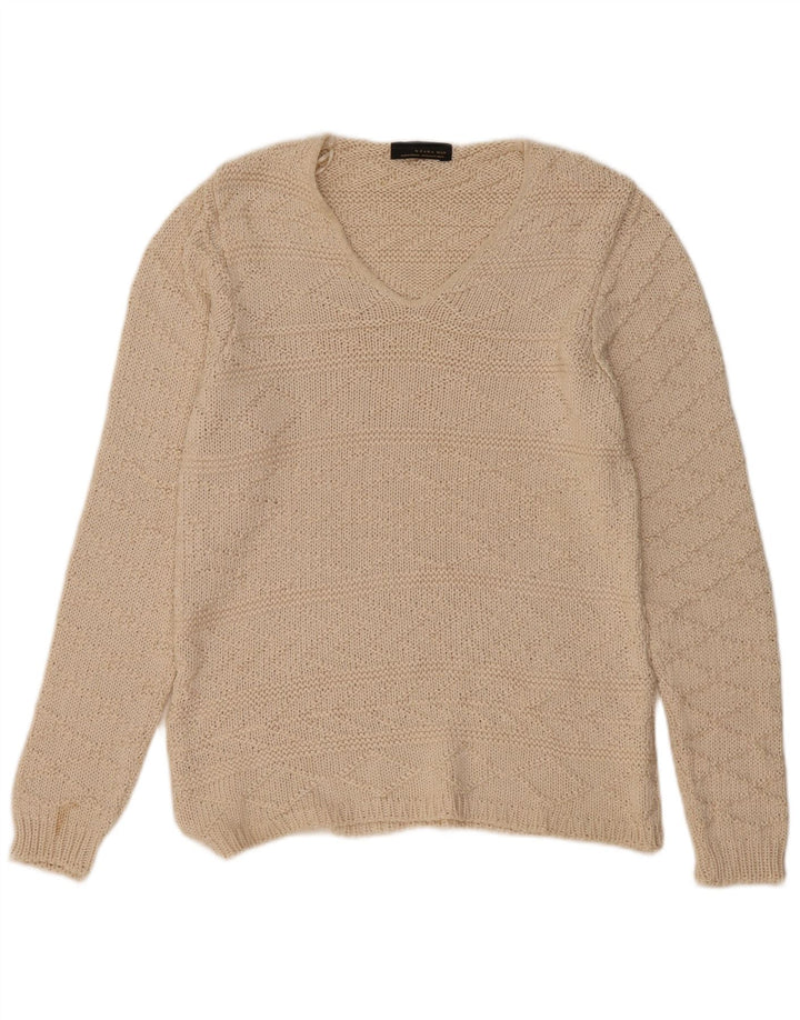 Zara Herre V-hals sweater XL Beige Akryl