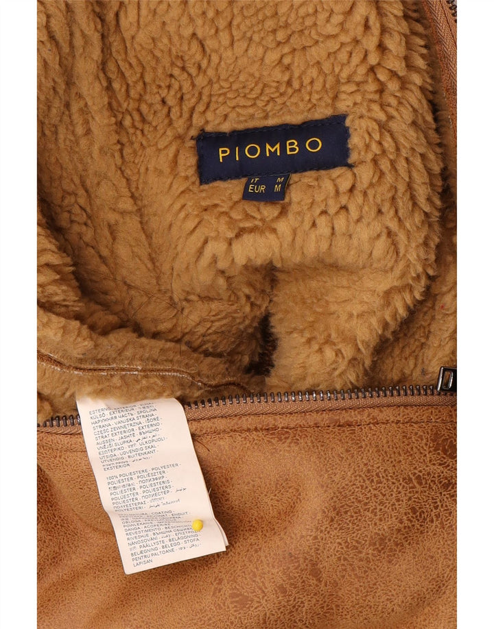 Piombo Herre Faux Fur Sherpa Jacket UK 38 Medium Beige Polyester