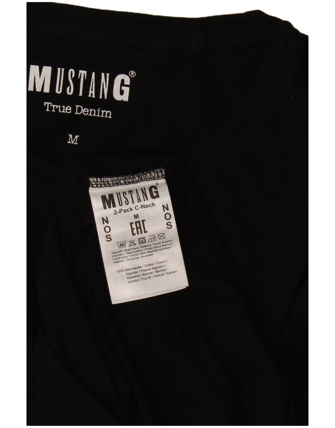 MUSTANG Mens T-Shirt Top Medium Black Cotton