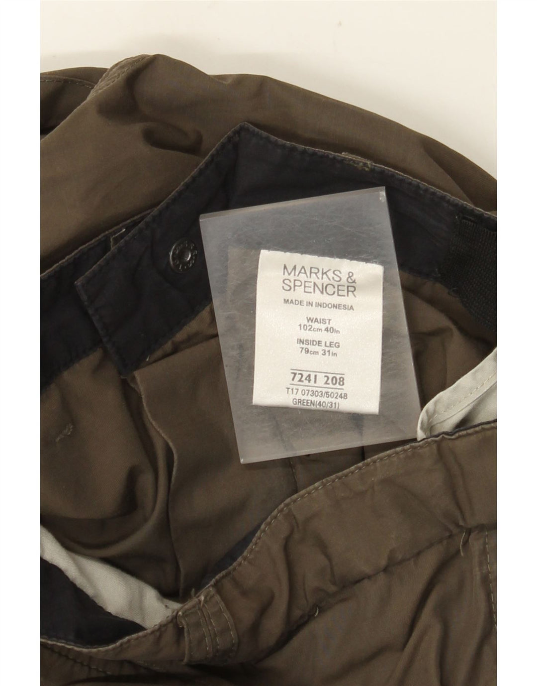 MARKS & SPENCER Straight Cargo-bukser til mænd W40 L31 Grøn polyamid