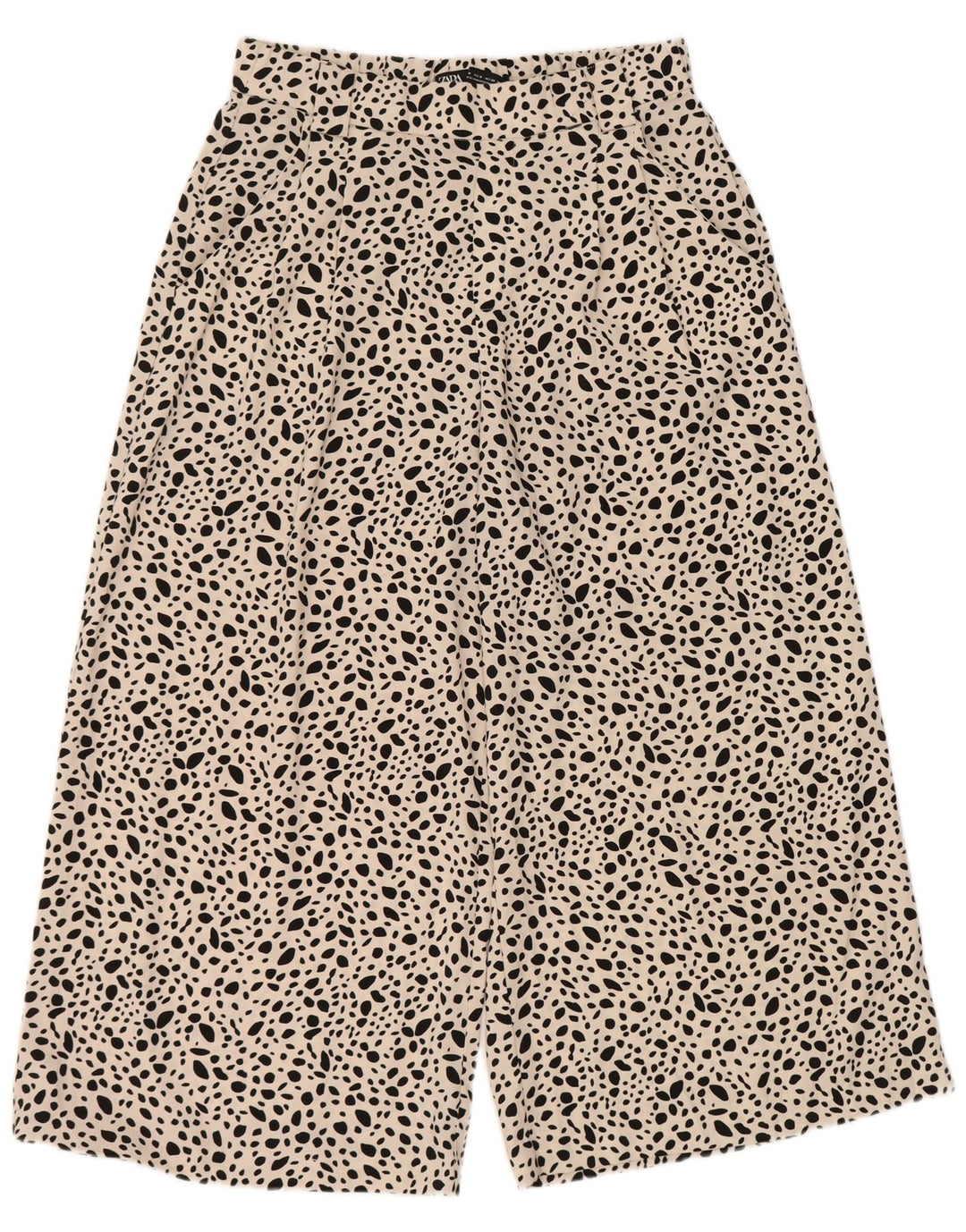 Zara Womens Wide Leg Cropped Trousers Medium W30 L24 White Flecked