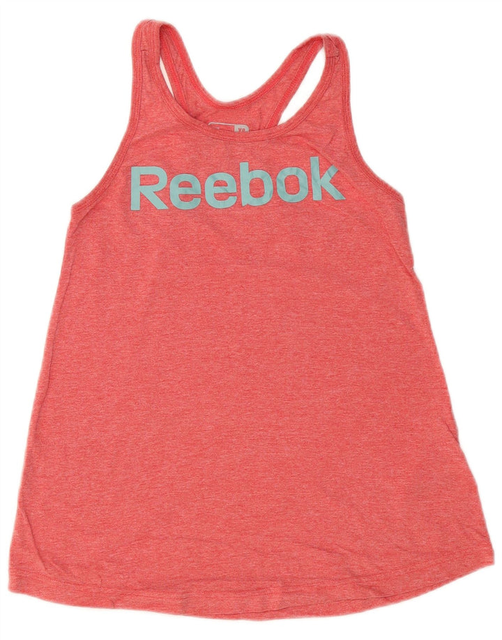 REEBOK Dame Grafisk Vest Top UK 6 XS Rød Bomuld