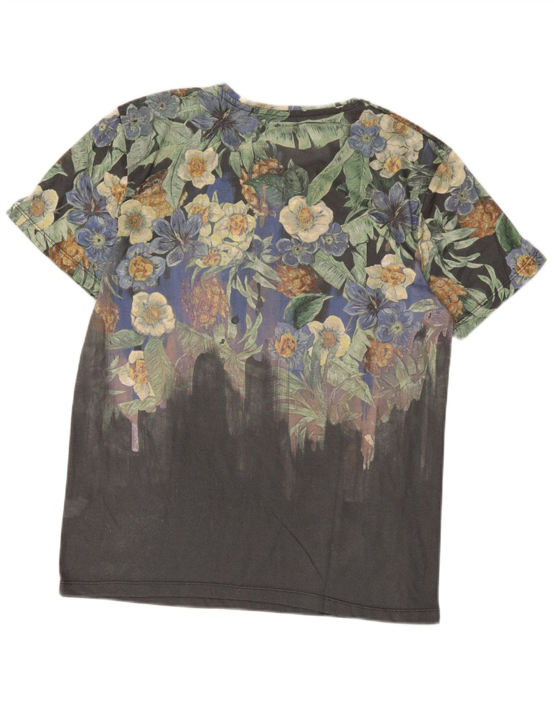 Zara Herre Grafisk T-Shirt Top Stor Grå Blomster Polyester