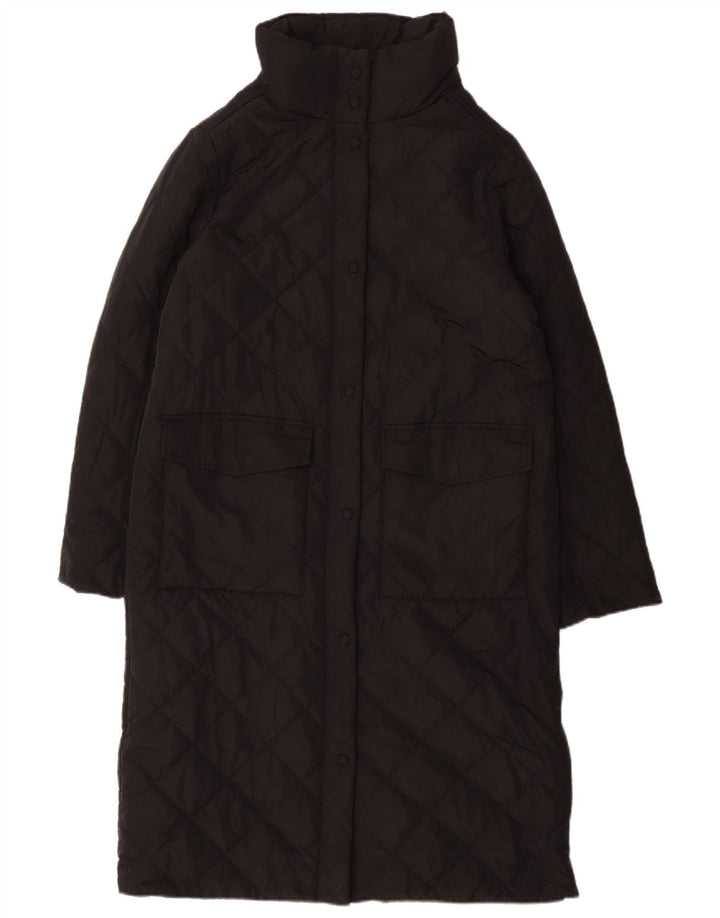 Marks & Spencer Quiltet overfrakke til kvinder UK 12 Medium Sort Polyester