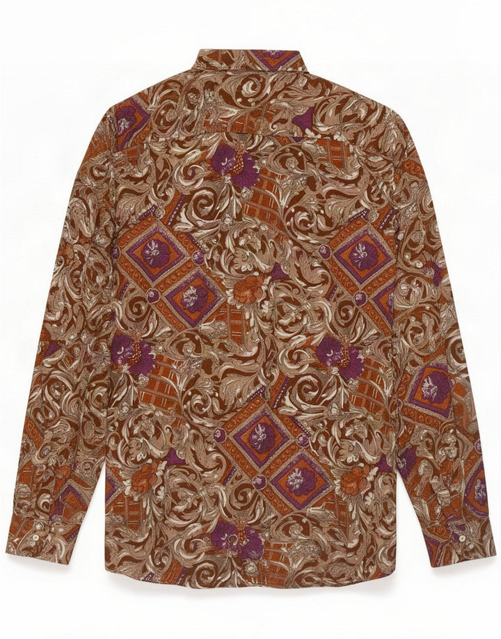 Vintage Herreskjorte XL Brun Blomster