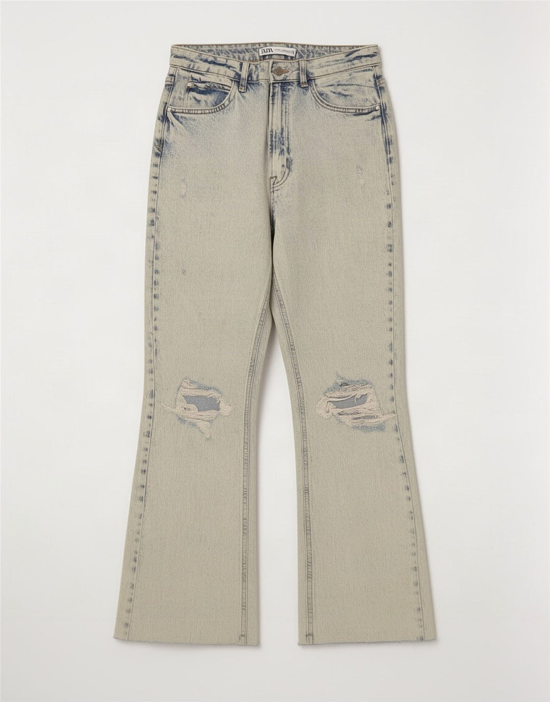 Zara Dame Distressed Bootcut Jeans EU 38 Small W28 L26 Blue