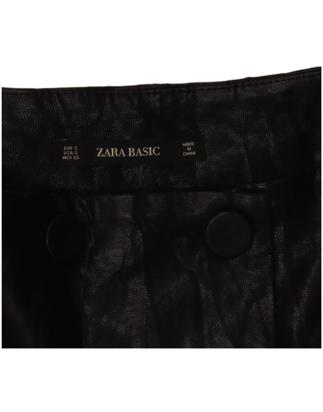 Zara Womens Faux Leather Wrap Skirt Small W26  Black