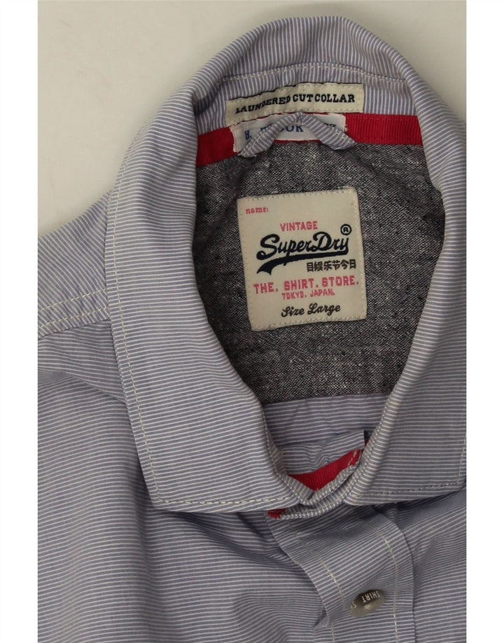 Superdry herreskjorte stor blå nålestribet bomuld