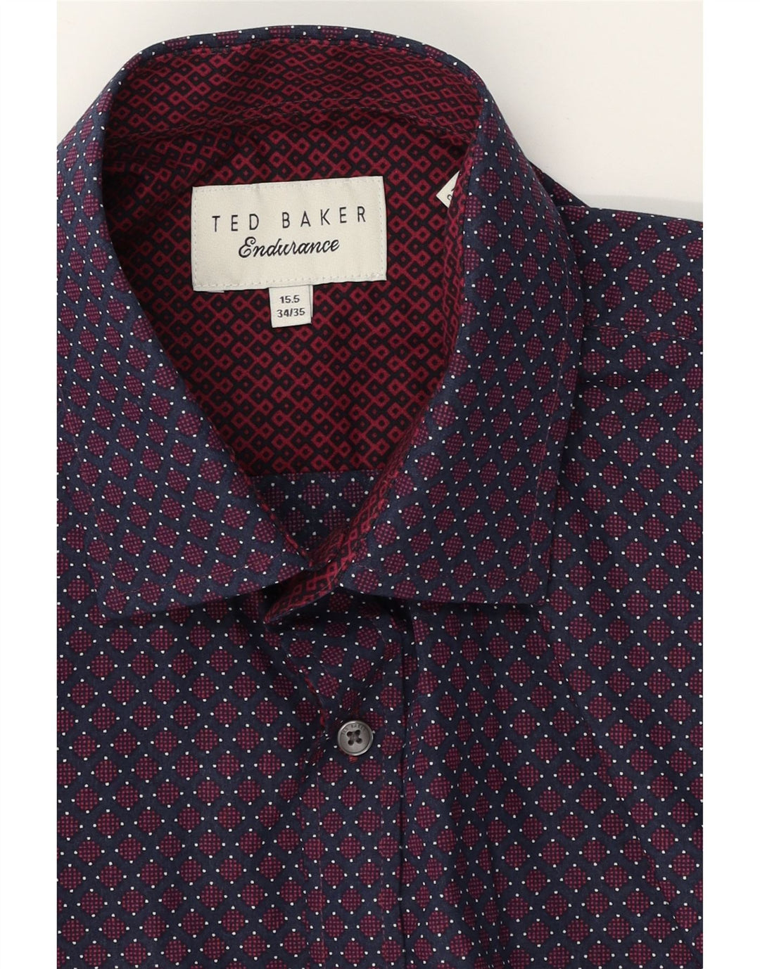 TED BAKER Mens Shirt Size 15 1/2 Medium Red Argyle/Diamond Cotton Vintage Ted Baker and Second-Hand Ted Baker from Messina Hembry 